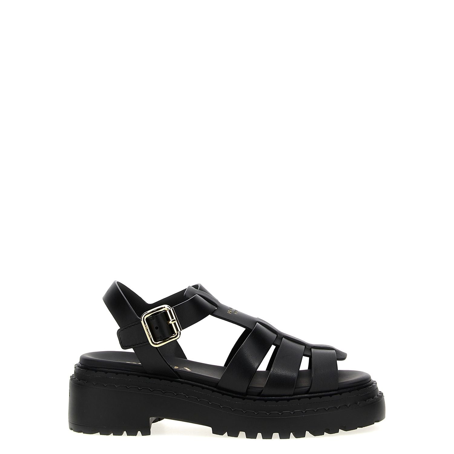 Prada Black Calfskin Flat Sandals