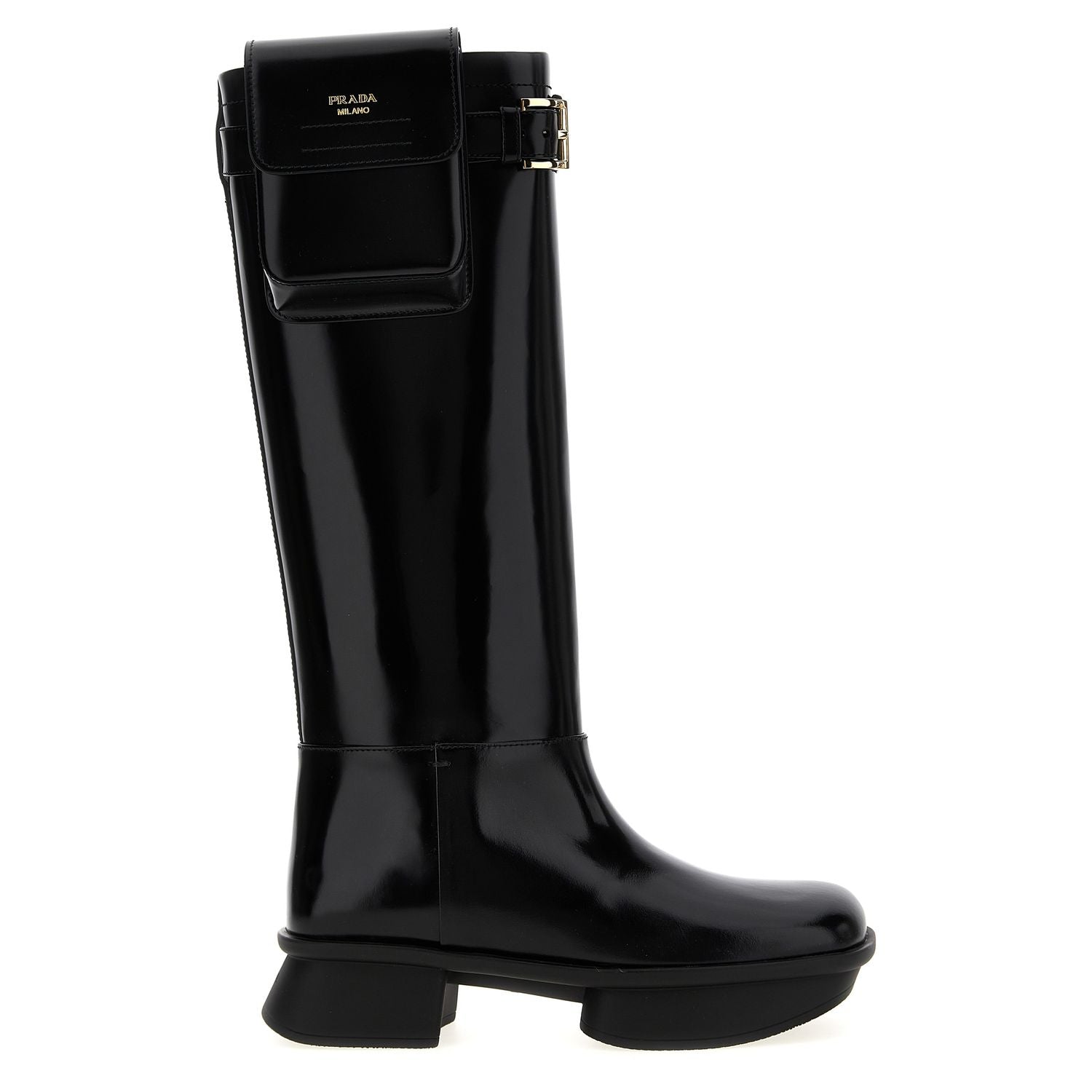 Prada Black Calfskin Over The Knee