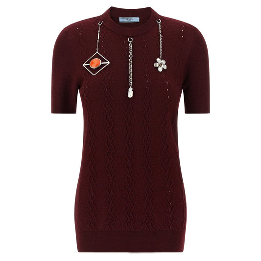 Prada Bordeaux Virgin Wool Cardigan