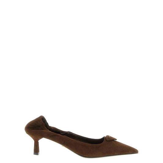 Prada Brown Lamb Leather Mid Heel Pumps