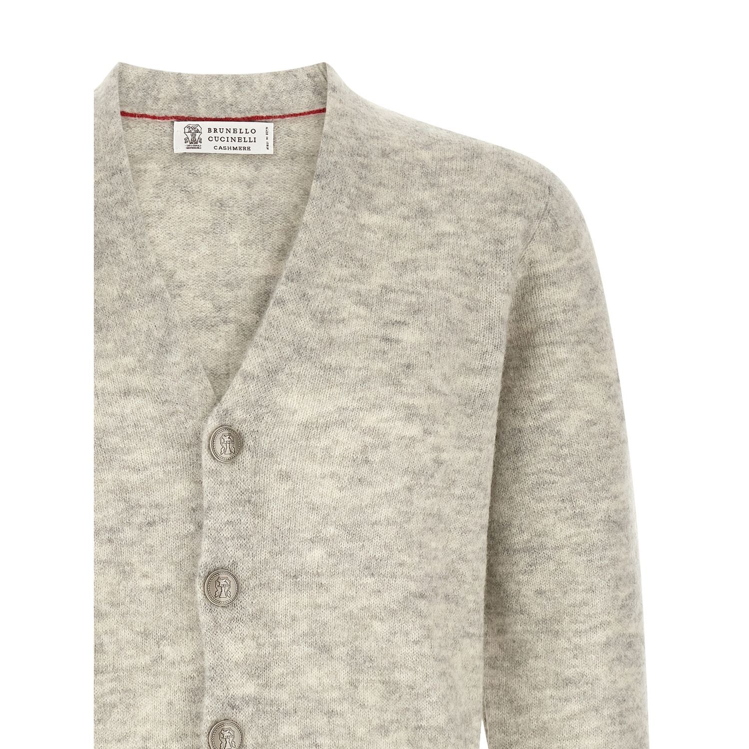 Brunello Cucinelli Gray Alpaca Leather Cardigan
