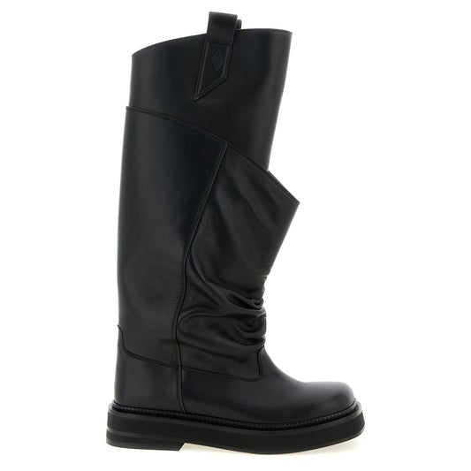 The Attico Black Calfskin Over The Knee