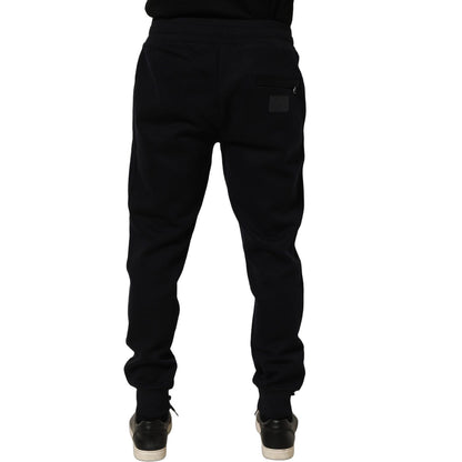 Dolce & Gabbana Blue Cotton Drawstring Jogger Trouser Pants