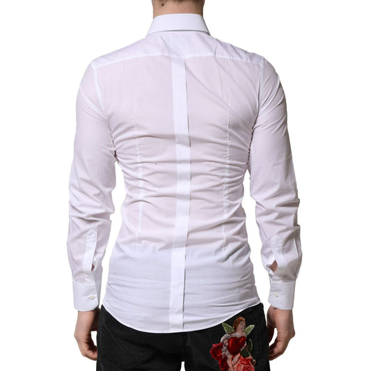 Dolce & Gabbana White GOLD Crown Bee Cotton Formal Dress Shirt