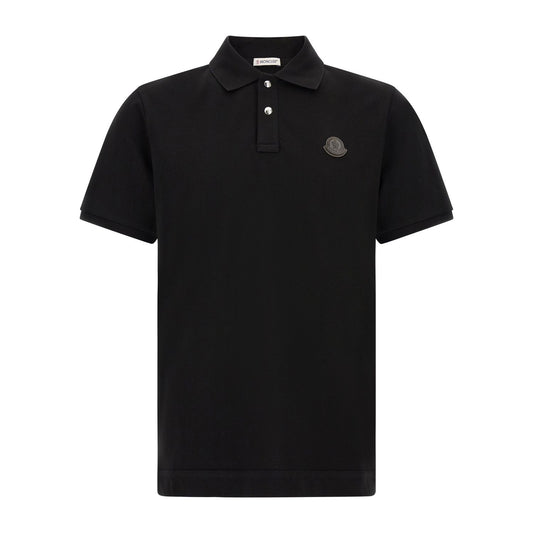Moncler Black Leather Polo Shirt