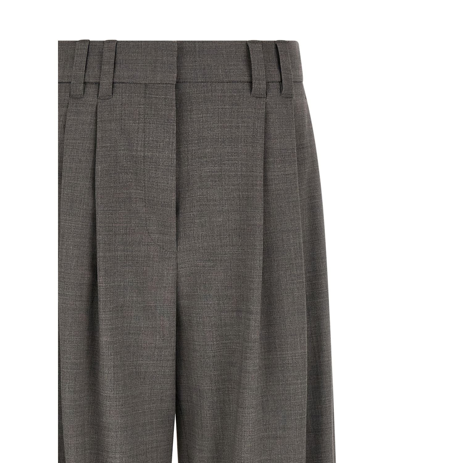 Brunello Cucinelli Gray Virgin Wool Cropped Pants