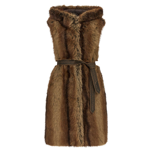 PINKO Brown Polyester Sleeveless Jacket