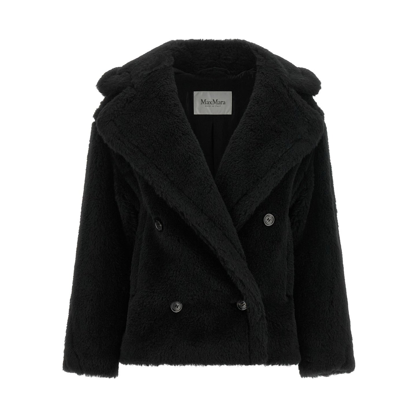 Max Mara Black Alpaca Leather Coat