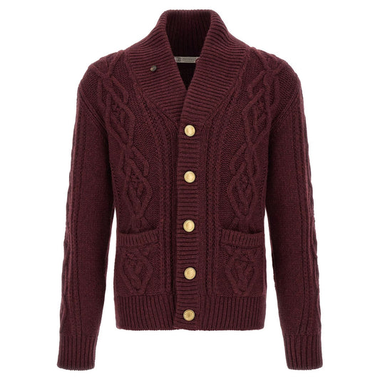 Brunello Cucinelli Bordeaux Cashmere Cardigan