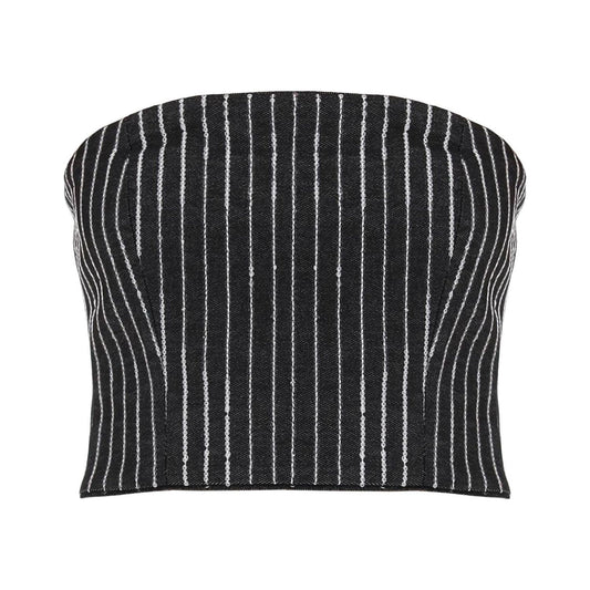 Rotate cropped top with sequined stripes Topwear Rotate