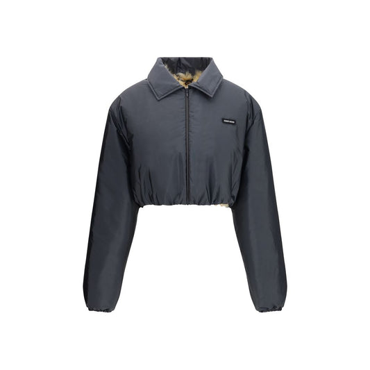 Miu Miu Gray Recycled Polyamide Full-Length Jacket