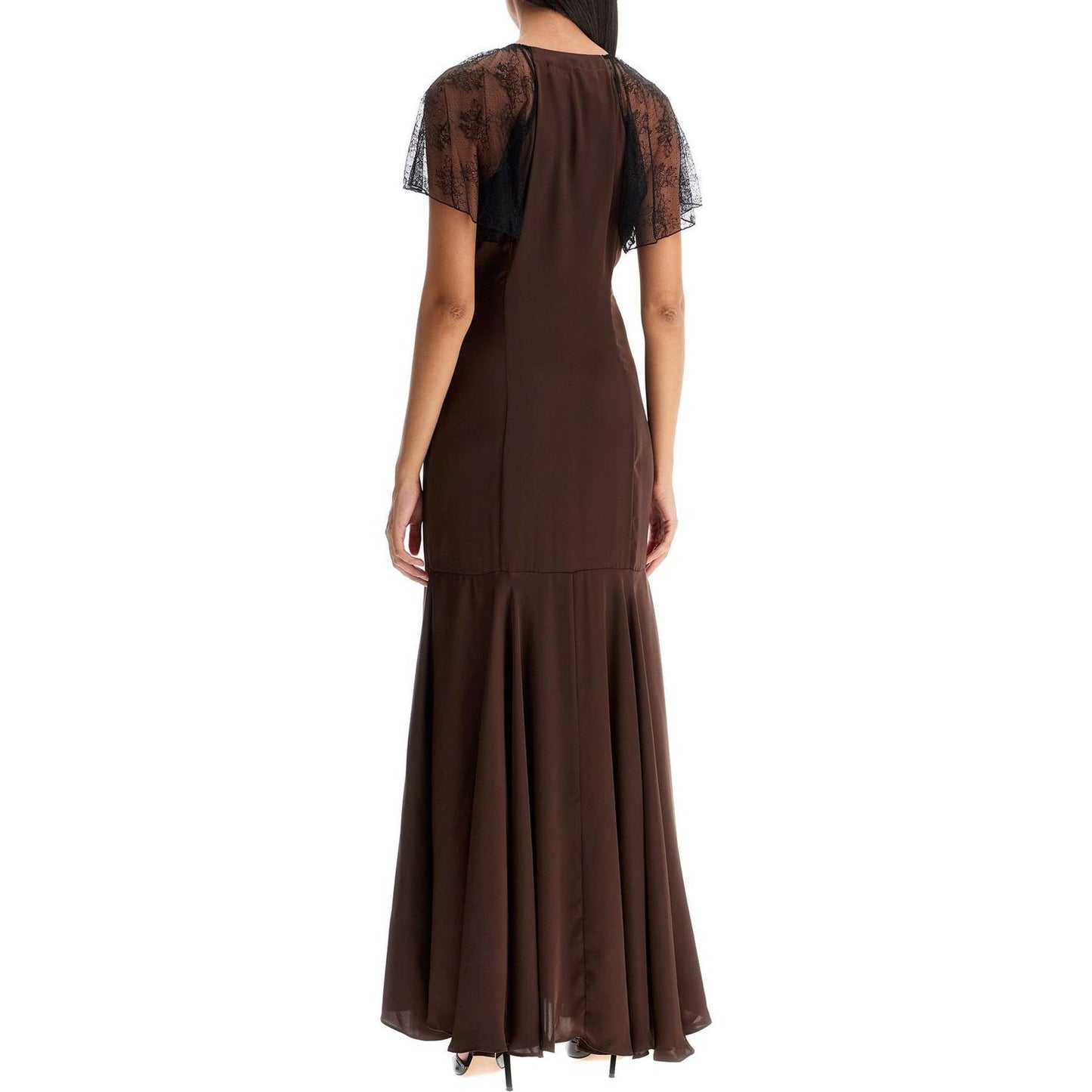 Rotate long satin and lace dress Dresses Rotate