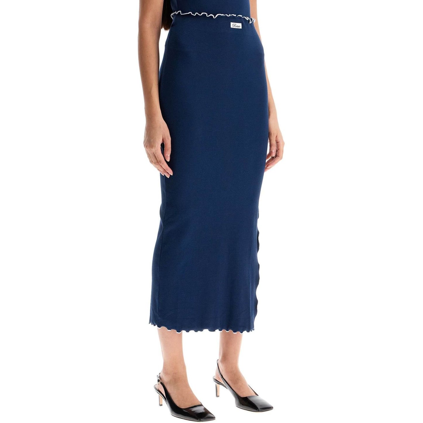 Rotate midi skirt with contrasting hemline