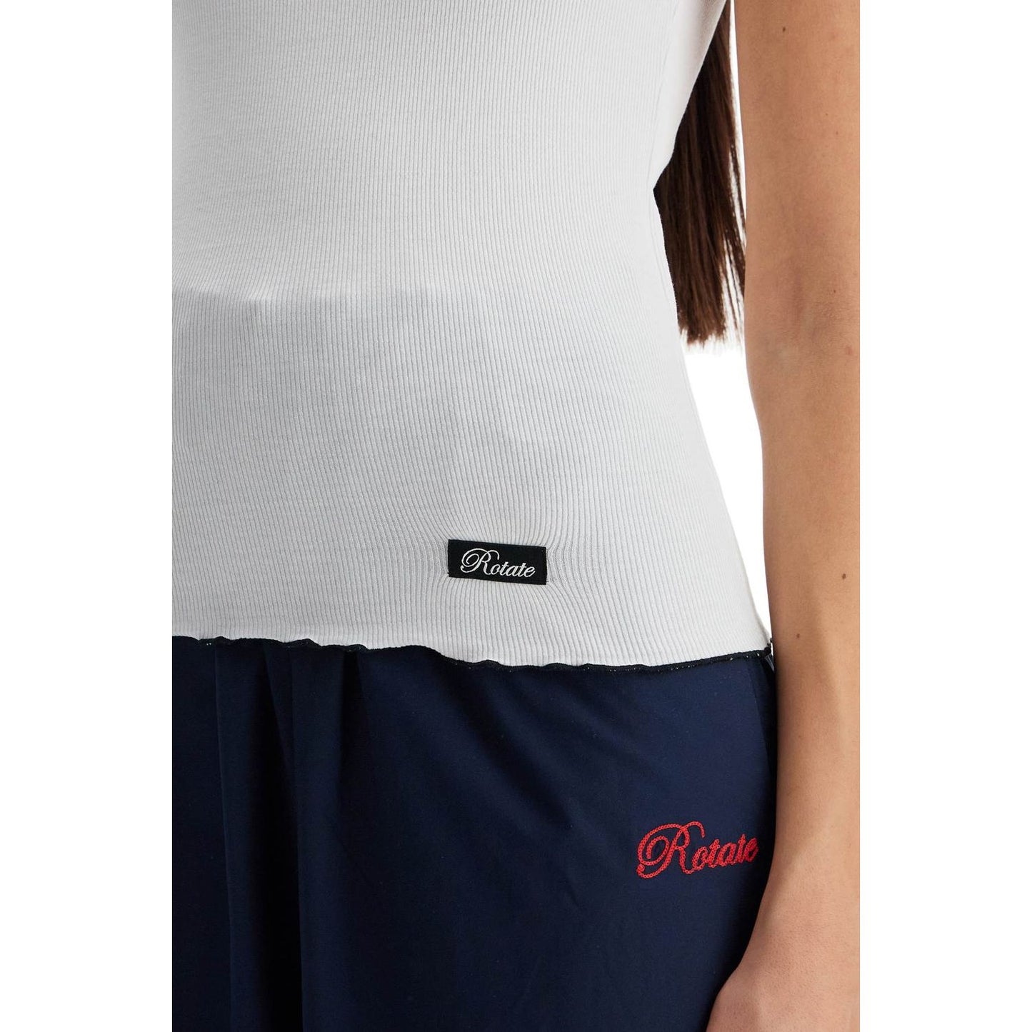 Rotate ribbed tank top with logo label Topwear Rotate