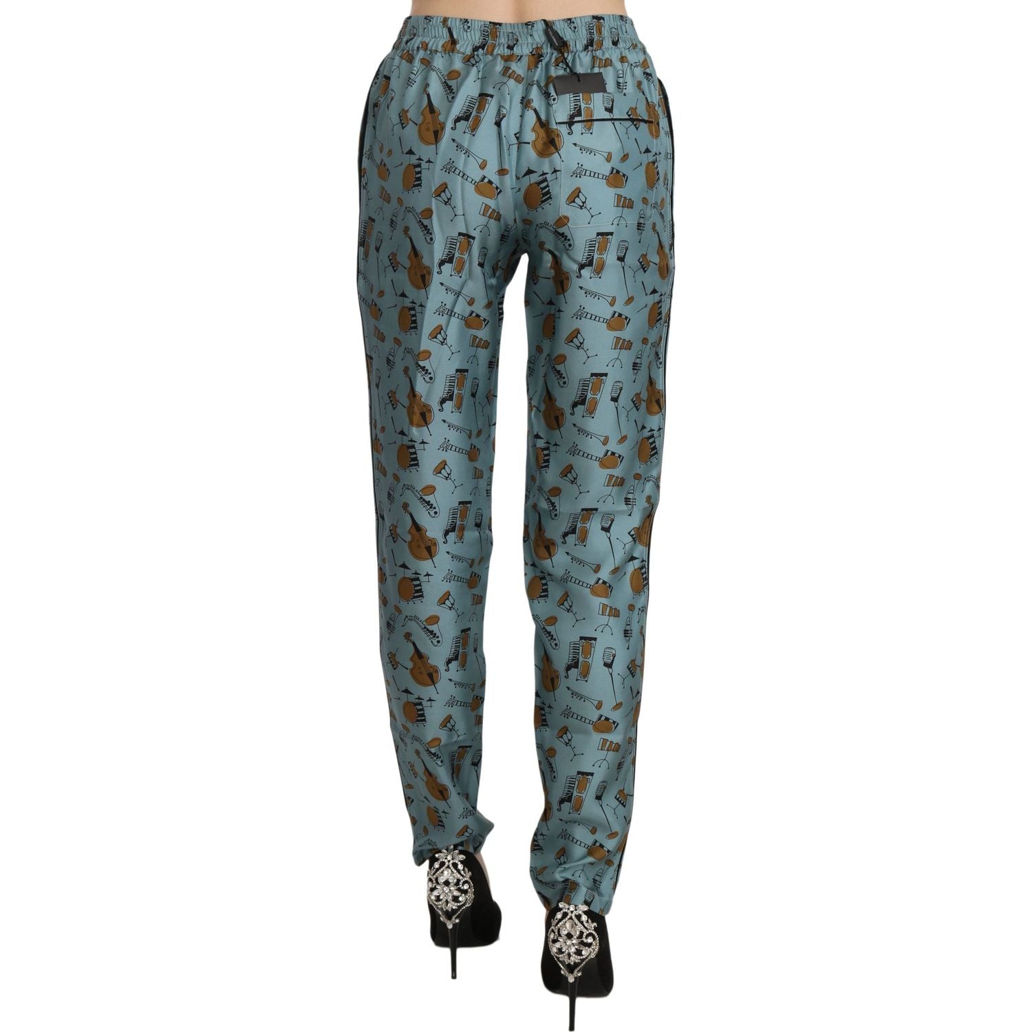 Dolce & Gabbana Blue Musical Instruments Print Tapered Pants