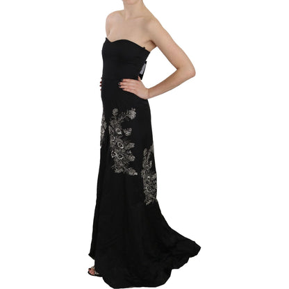 John Richmond Black Sequined Flare Ball Gown Dress