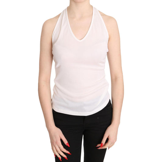 GF Ferre Elegant White Halter Casual Tank Top GF Ferre