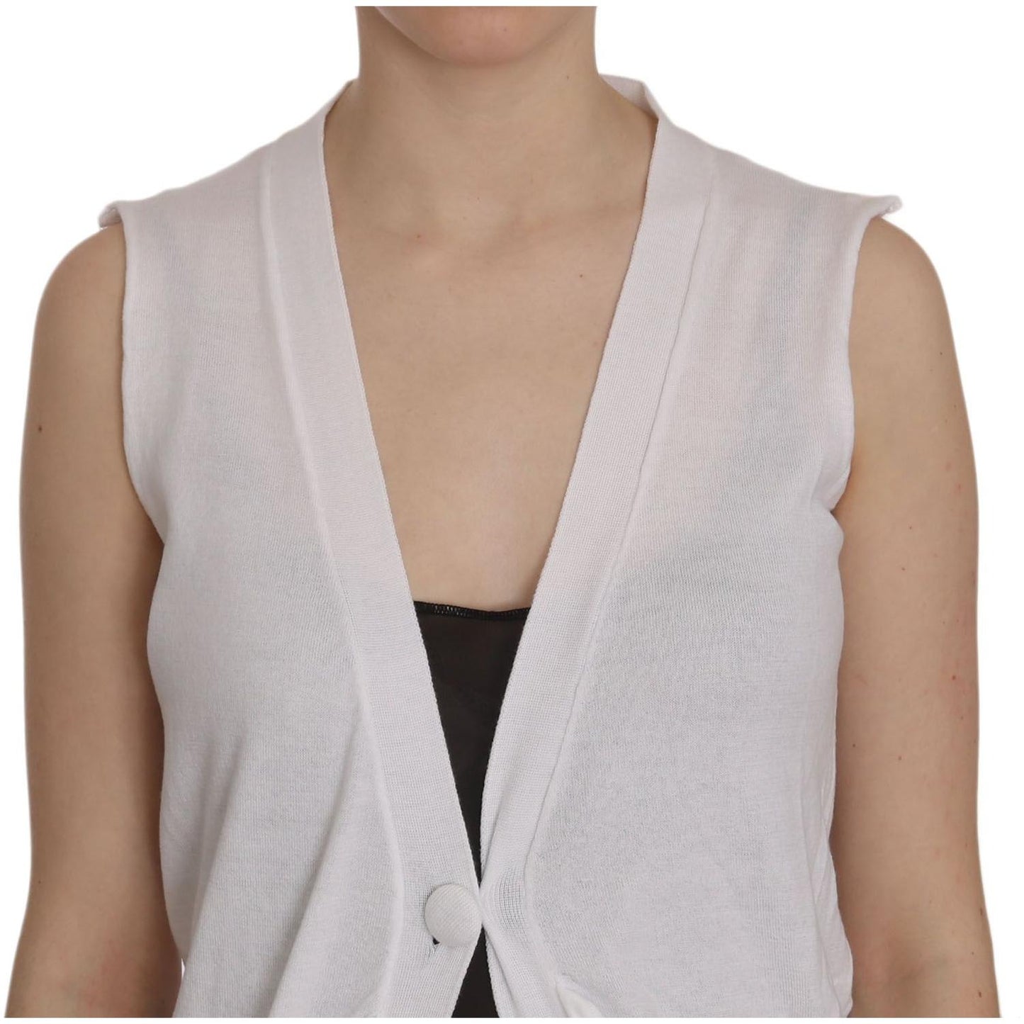 PINK MEMORIES Elegant Sleeveless Cotton Vest in Pristine White PINK MEMORIES