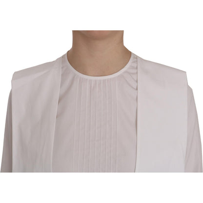 Dsquared² White Crew Neck Long Sleeve Cotton Blouse