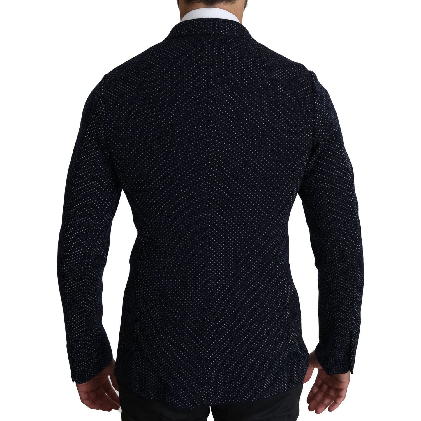 Dolce & Gabbana Elegant Dark Blue Dotted Slim-Fit Blazer Dolce & Gabbana