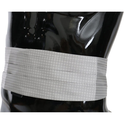 Dolce & Gabbana Gray Patterned Waist Belt Silk Cummerbund