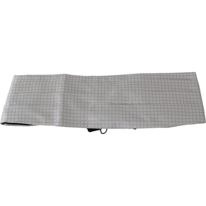 Dolce & Gabbana Gray Patterned Waist Belt Silk Cummerbund