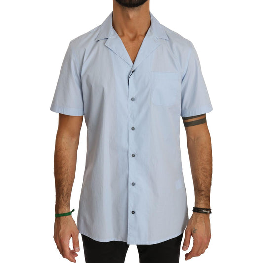 Dolce & Gabbana Blue Short Sleeve 100% Cotton Top Shirt Dolce & Gabbana