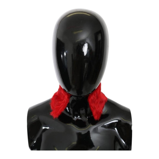 Dolce & Gabbana Red Fur Neck Collar Wrap Lambskin Scarf Dolce & Gabbana