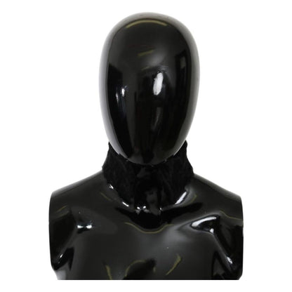 Dolce & Gabbana Black Fur Neck Collar Wrap Lambskin Scarf Fur Scarves