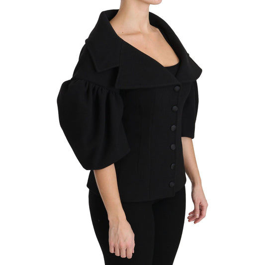 Dolce & Gabbana Elegant Black Virgin Wool Coat Dolce & Gabbana