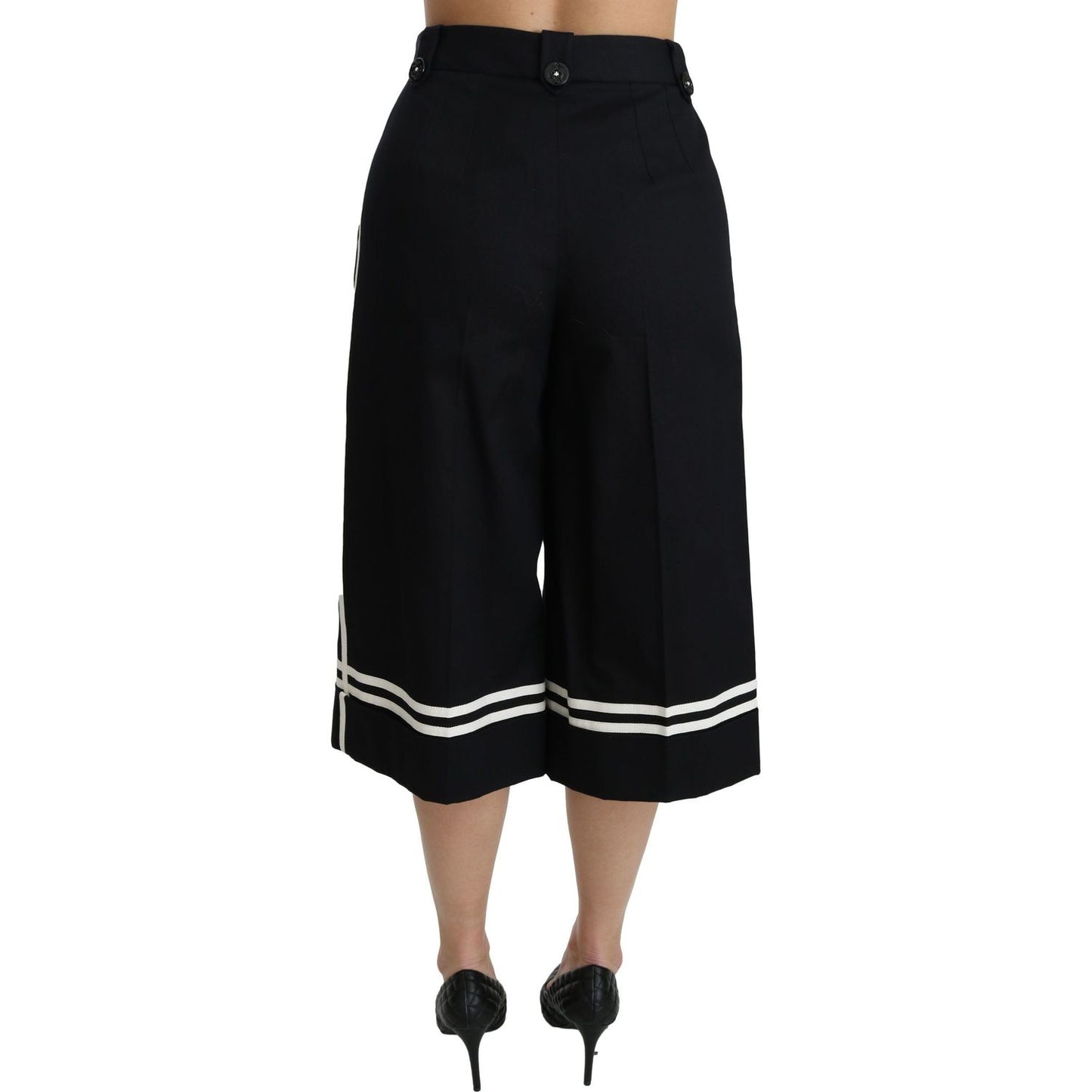 Dolce & Gabbana High Waist Palazzo Cropped Pants in Black Lemon Jeans & Pants Dolce & Gabbana