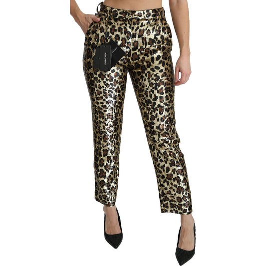 Dolce & Gabbana Chic High Waist Leopard Sequin Pants Dolce & Gabbana