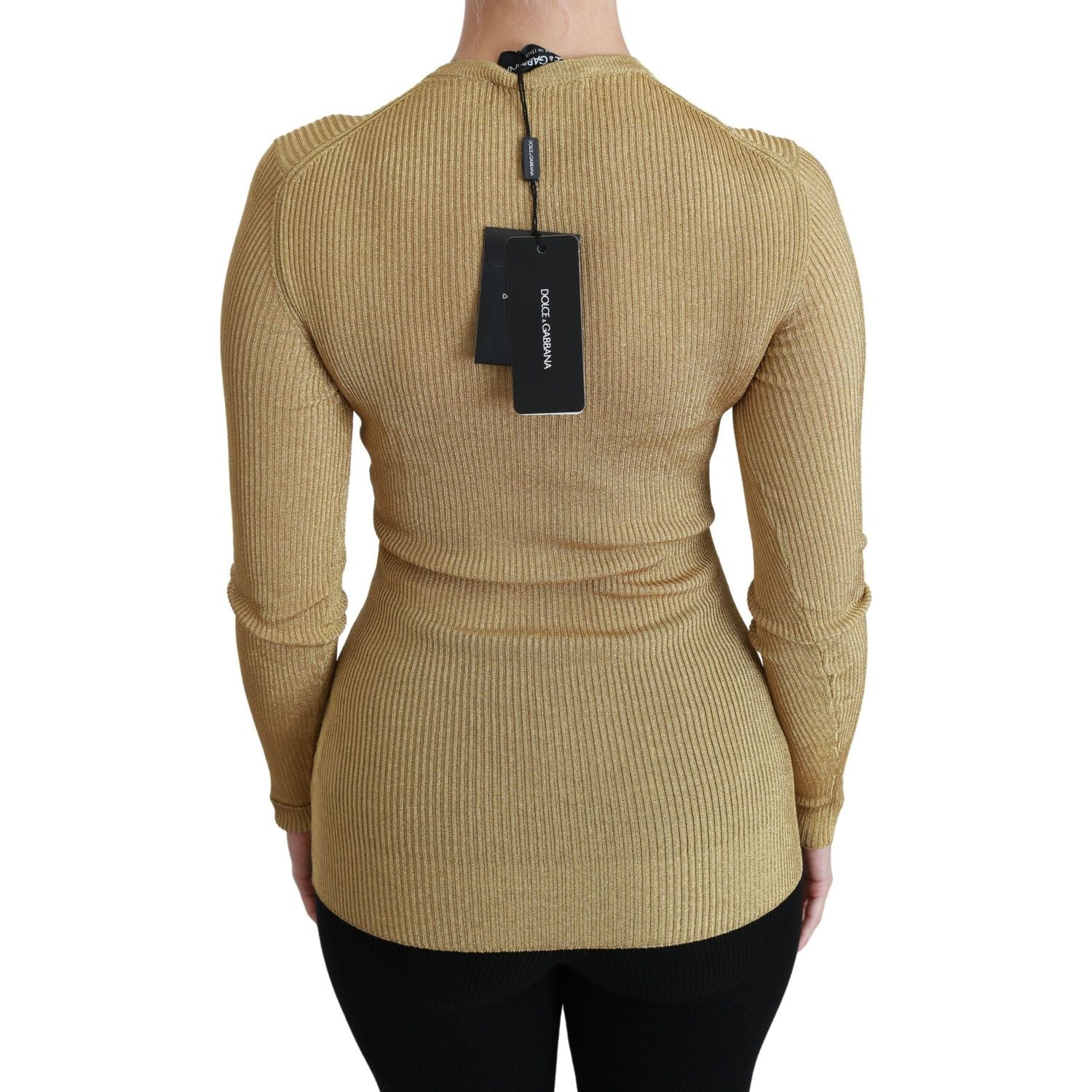 Dolce & Gabbana Gold Long Sleeve Cardigan Viscose Sweater