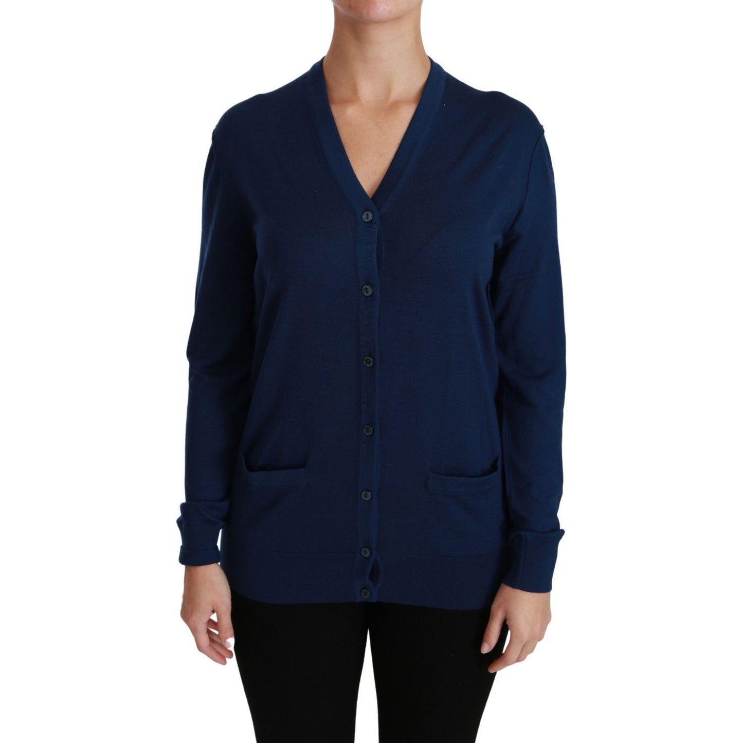 Dolce & Gabbana Blue Button Cardigan Virgin Wool Sweater Dolce & Gabbana