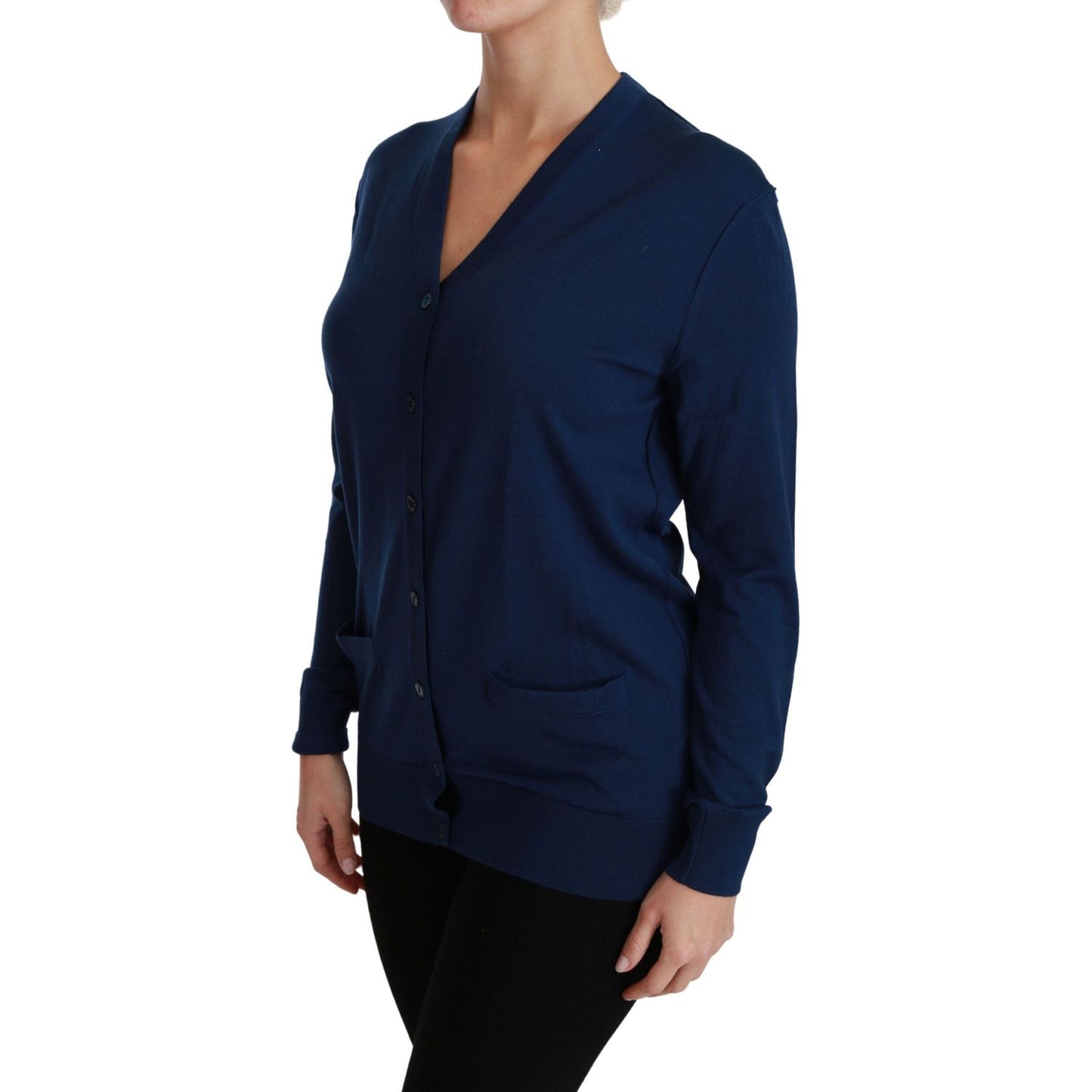 Dolce & Gabbana Blue Button Cardigan Virgin Wool Sweater Dolce & Gabbana