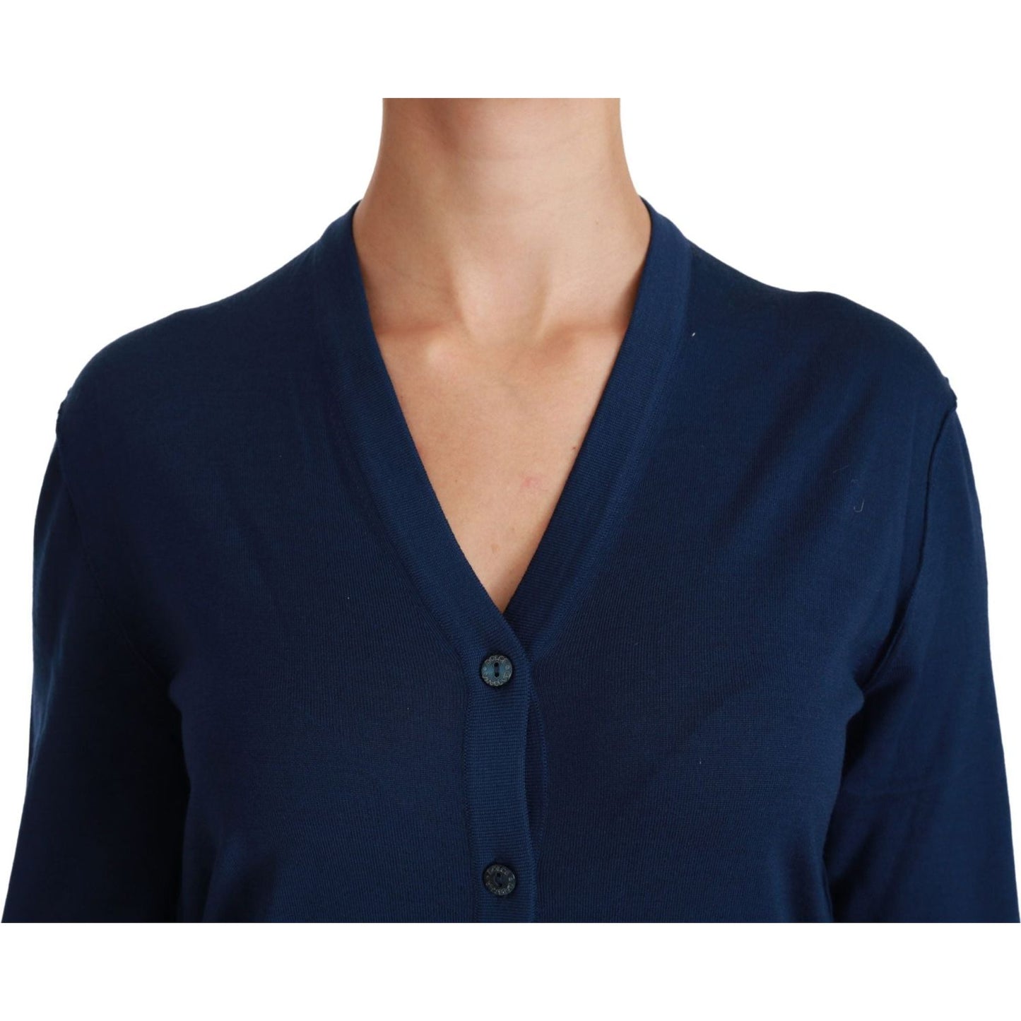 Dolce & Gabbana Blue Button Cardigan Virgin Wool Sweater Dolce & Gabbana