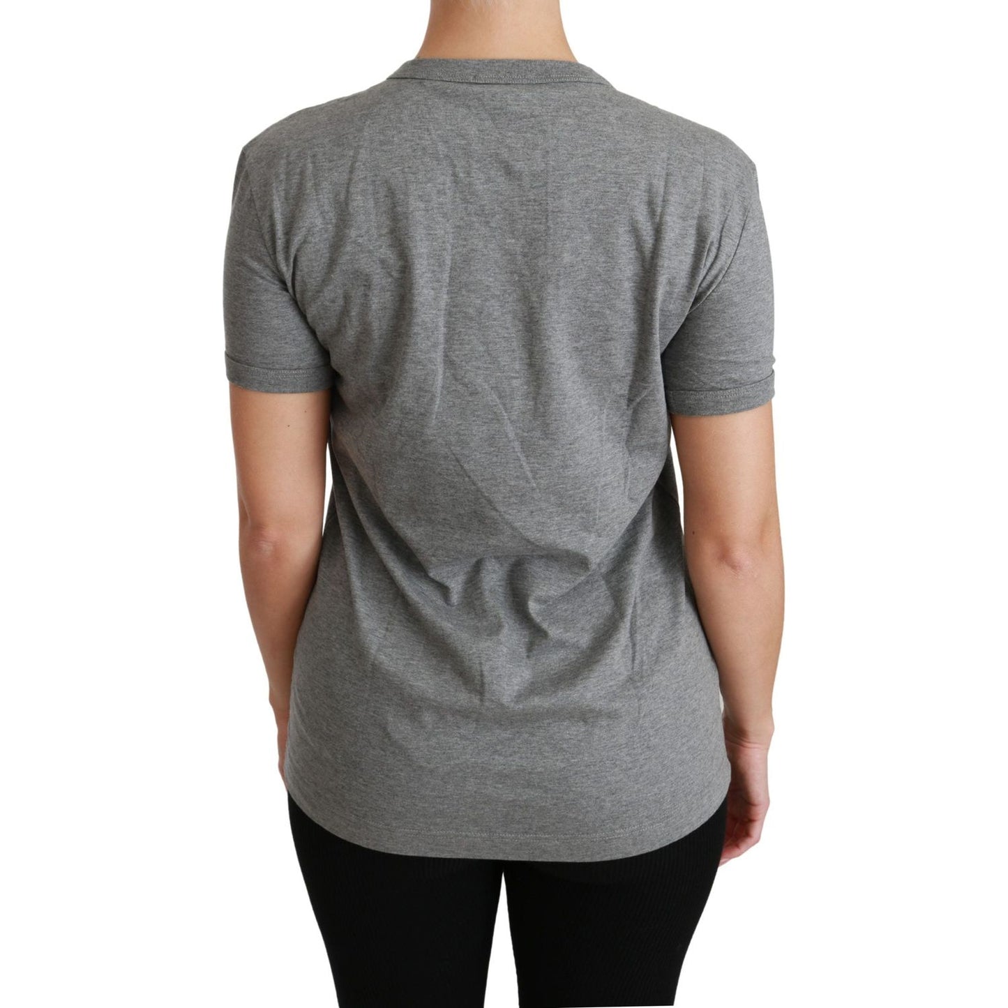 Dolce & Gabbana Chic Gray Amore Patch Crewneck Tee Dolce & Gabbana