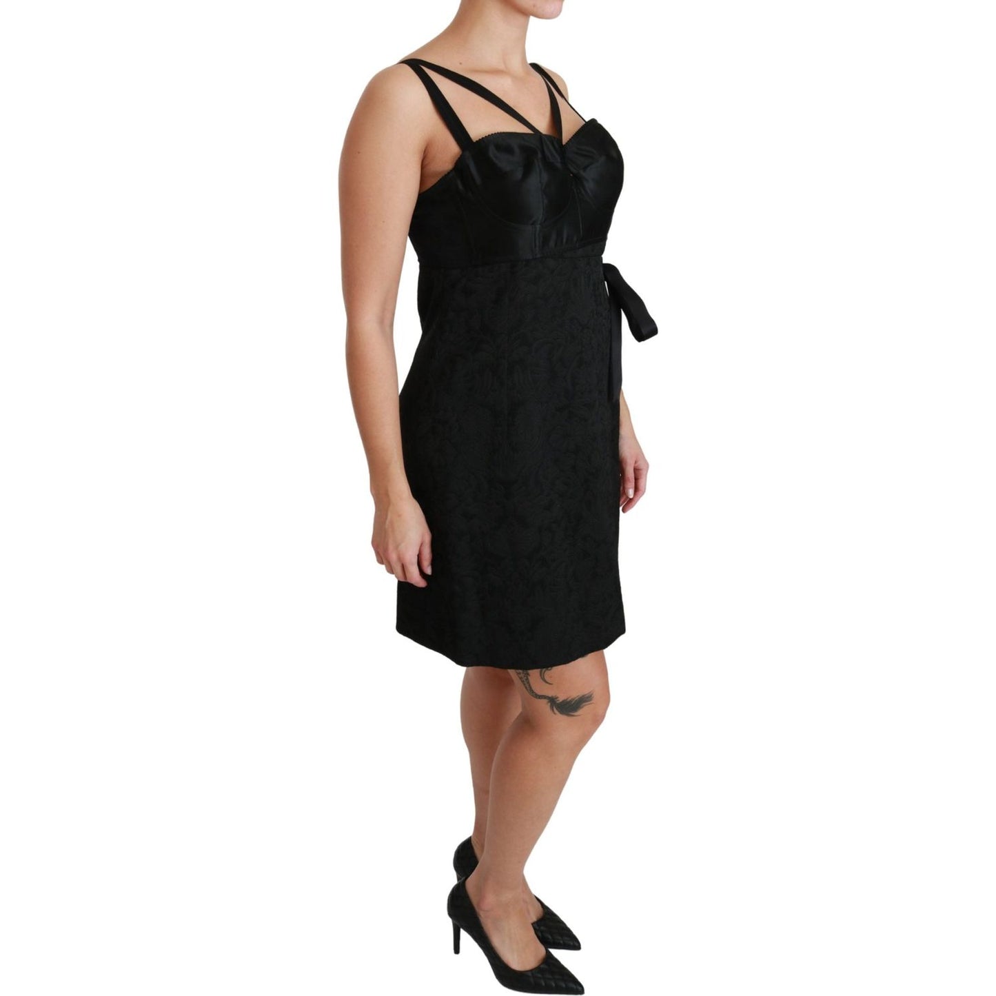 Dolce & Gabbana Elegant Black Jacquard Sheath Dress Dolce & Gabbana