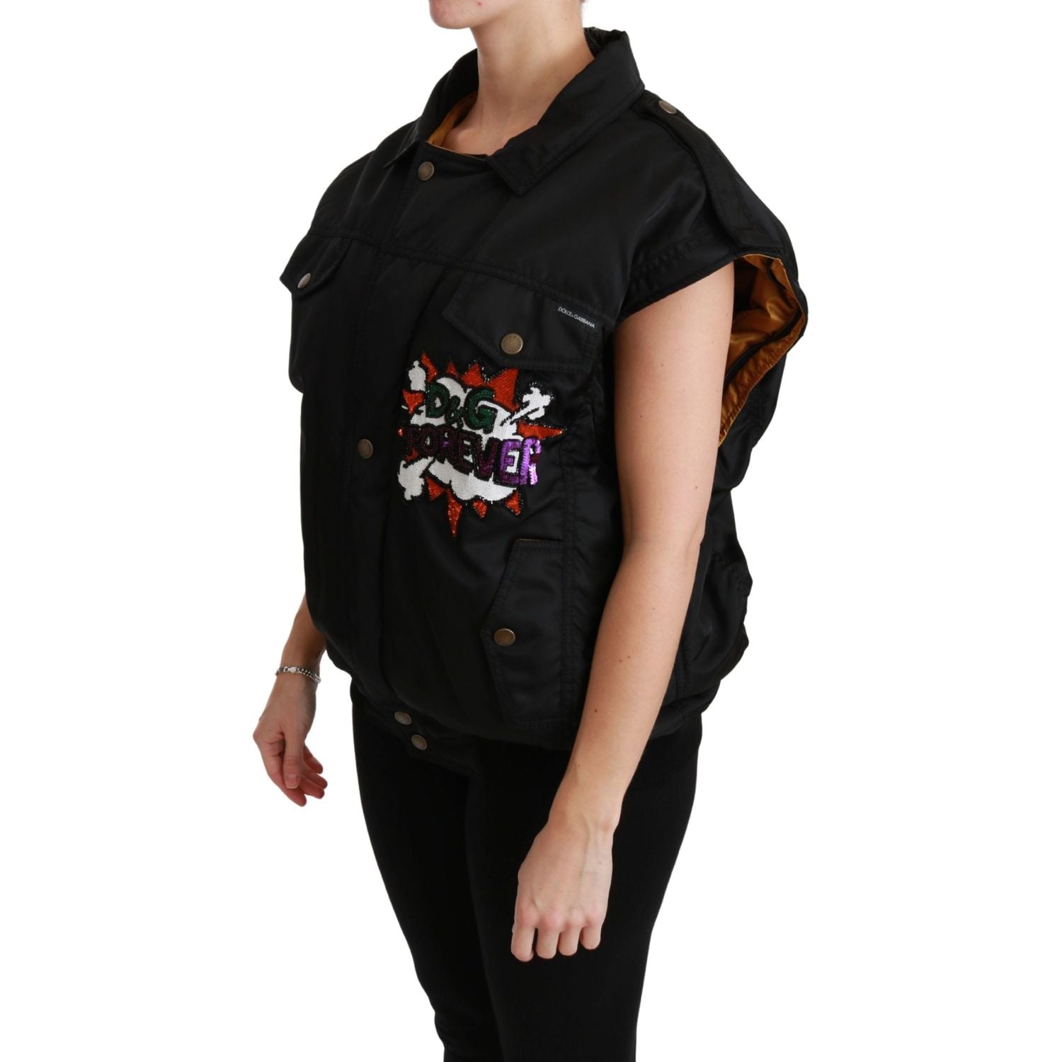 Dolce & Gabbana Black Queen Crown Sequined Bomber Jacket