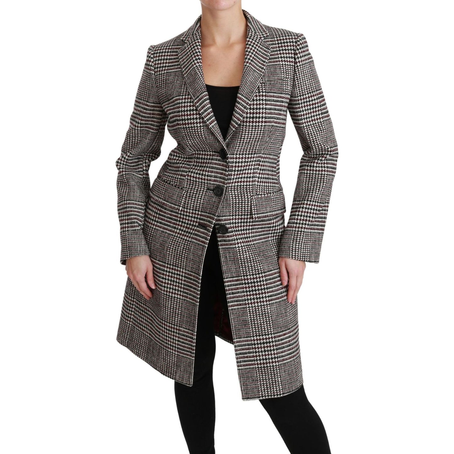 Dolce & Gabbana Elegant Multicolor Checked Knee-Length Jacket Coat Dolce & Gabbana