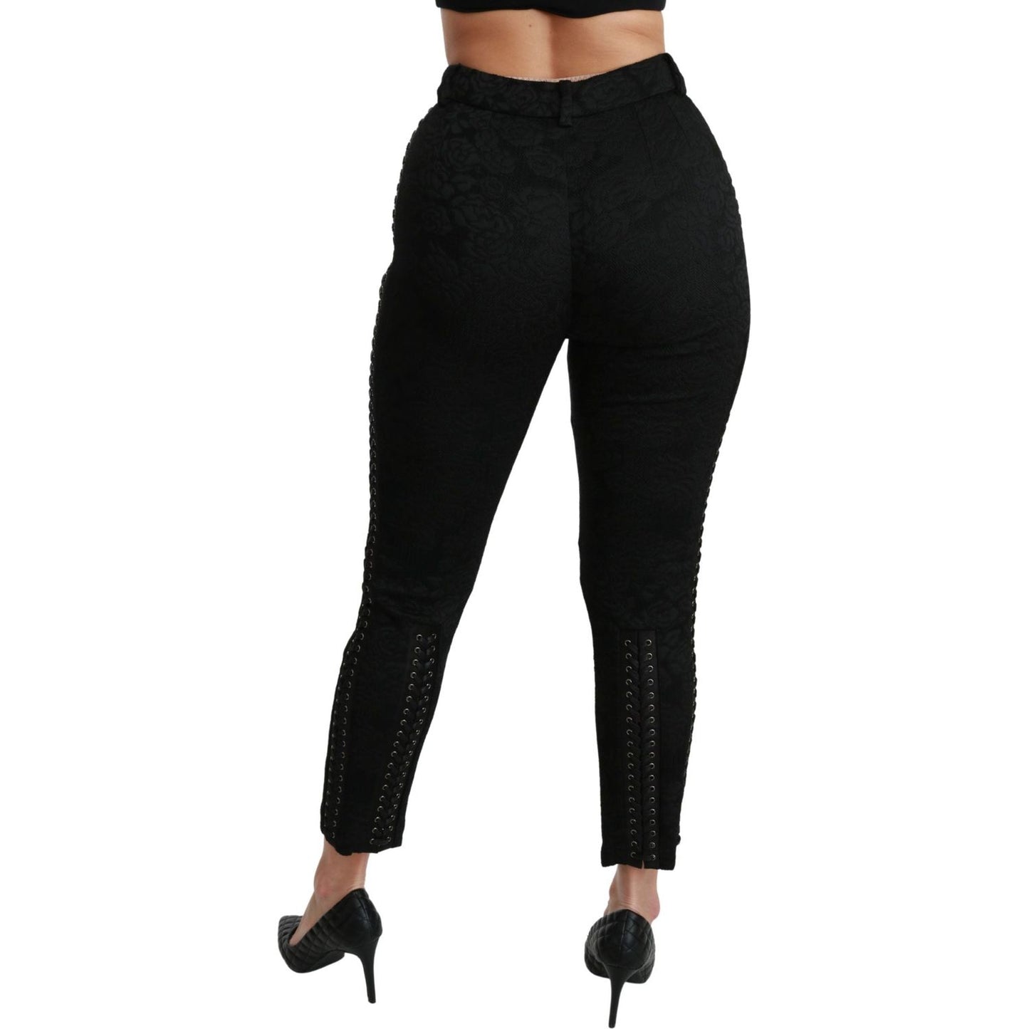 Dolce & Gabbana Elegant High Waist Skinny Black Brocade Pants Jeans & Pants Dolce & Gabbana