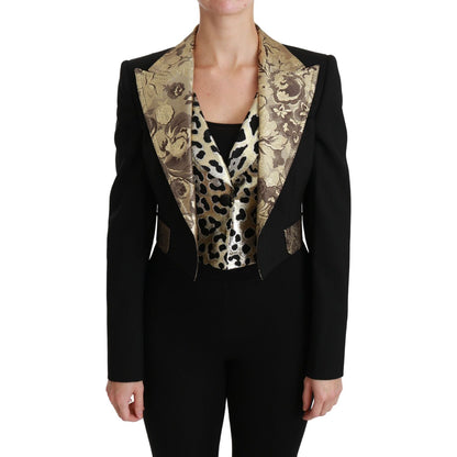 Dolce & Gabbana Black Jacquard Vest Blazer Coat Wool Jacket 1728,67345645728,Black,Clothing,Dolce & Gabbana,IT40|S,Jackets & Coats - Women - Clothing,Material: 48% Virgin Wool 19% Polyester 17% Silk 15% Viscose 1% Elastane,New with tags,Suits & Blazers -