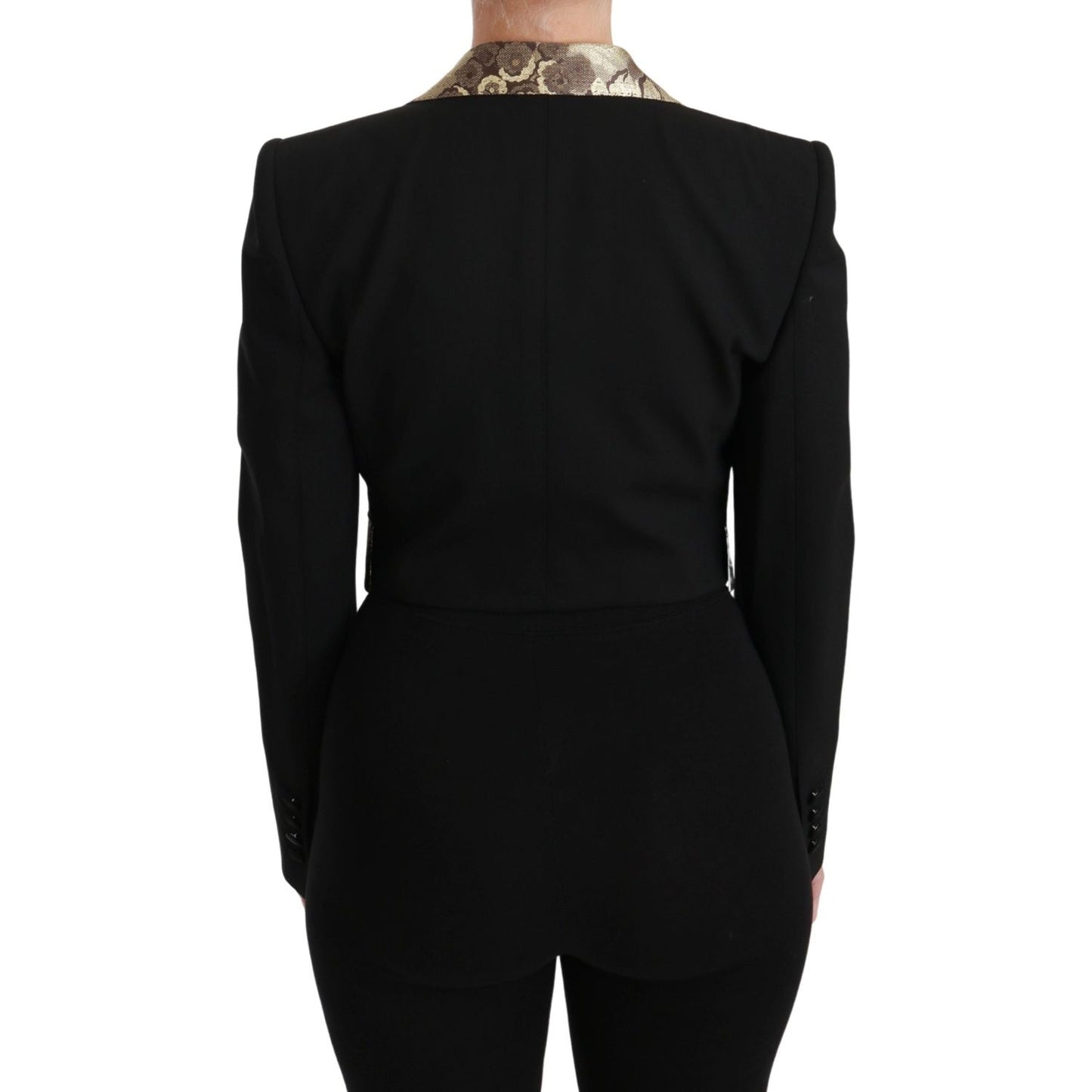 Dolce & Gabbana Black Jacquard Vest Blazer Coat Wool Jacket 1728,67345645728,Black,Clothing,Dolce & Gabbana,IT40|S,Jackets & Coats - Women - Clothing,Material: 48% Virgin Wool 19% Polyester 17% Silk 15% Viscose 1% Elastane,New with tags,Suits & Blazers -