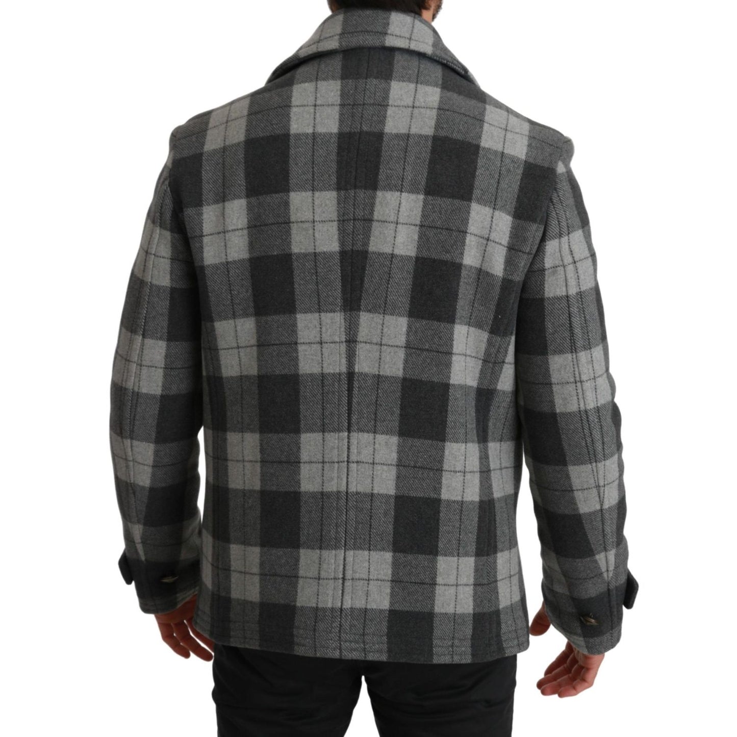 Dolce & Gabbana Gray Check Wool Cashmere Coat Jacket