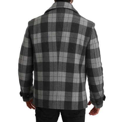 Dolce & Gabbana Gray Check Wool Cashmere Coat Jacket