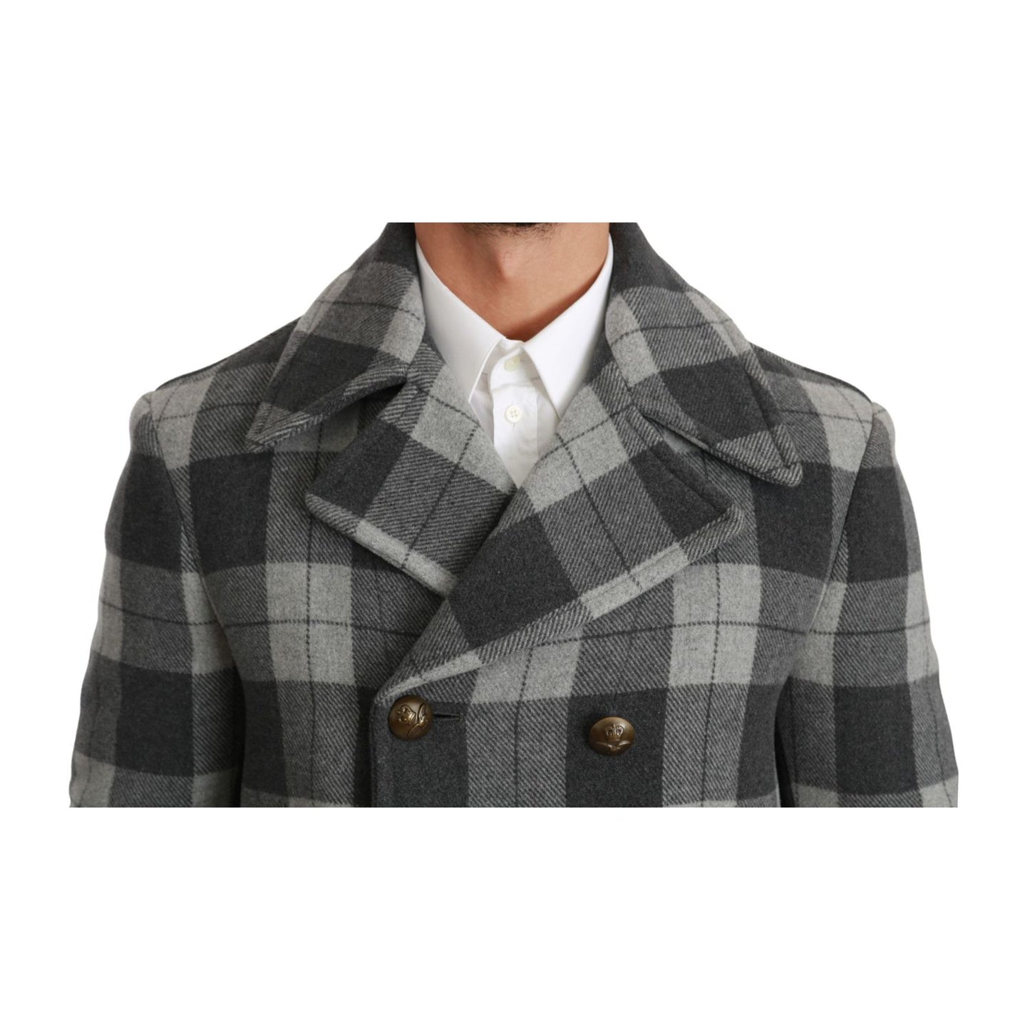 Dolce & Gabbana Gray Check Wool Cashmere Coat Jacket