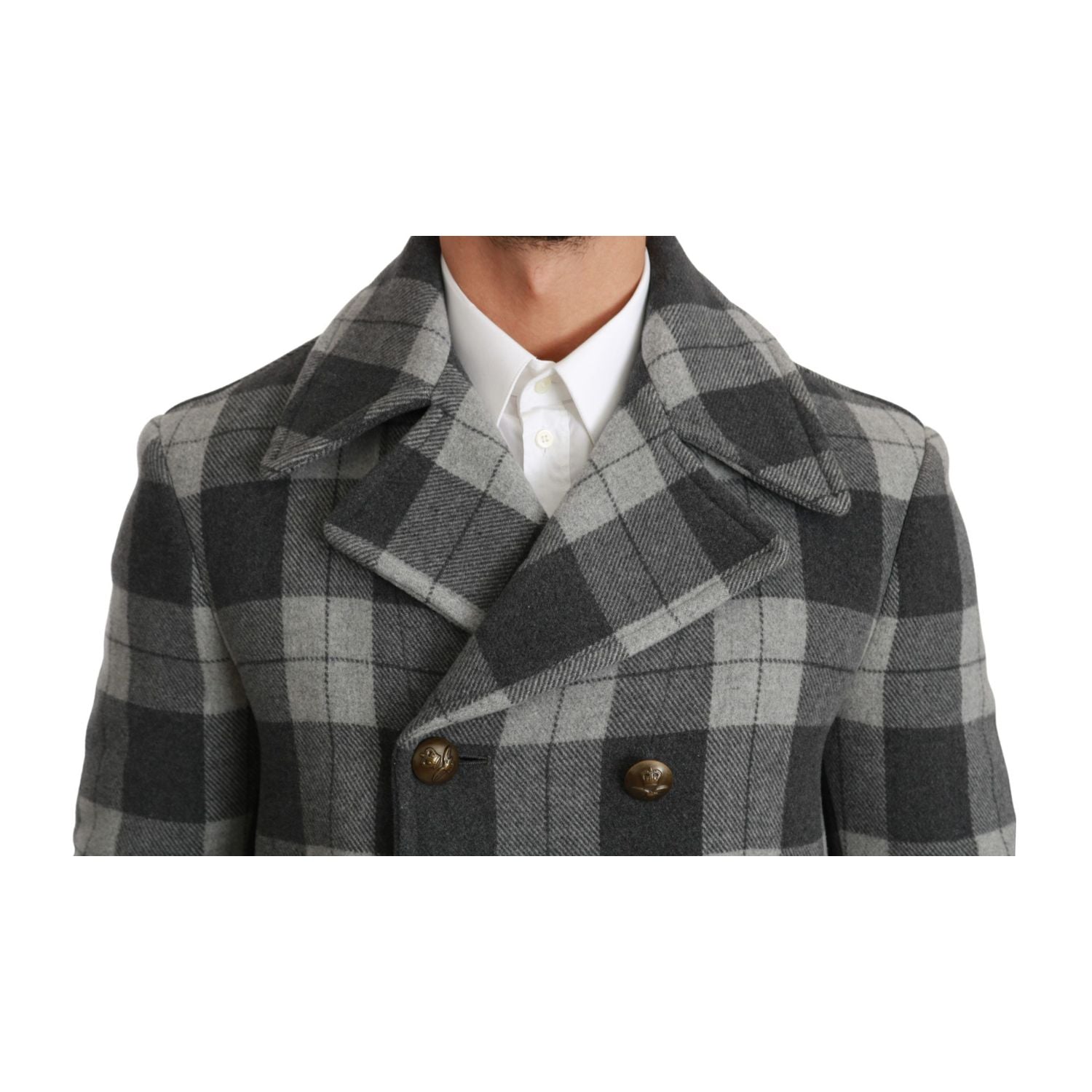 Dolce & Gabbana Gray Check Wool Cashmere Coat Jacket