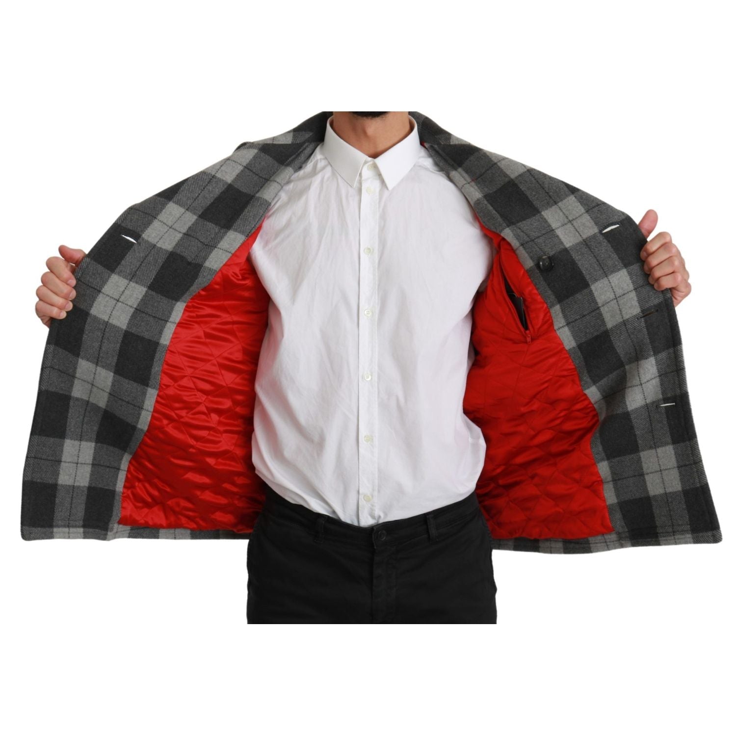Dolce & Gabbana Gray Check Wool Cashmere Coat Jacket