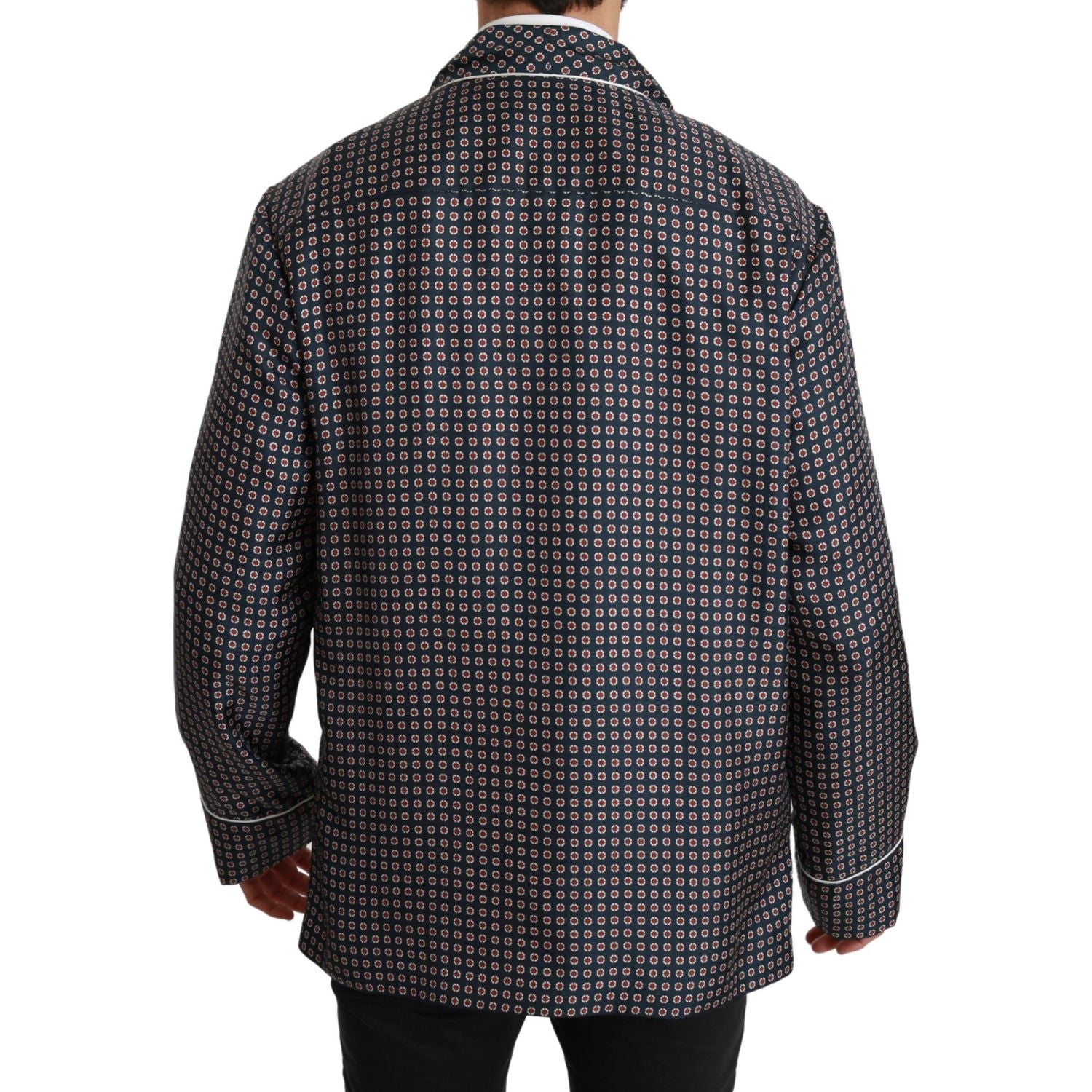 优雅的海军蓝真丝双排扣大衣