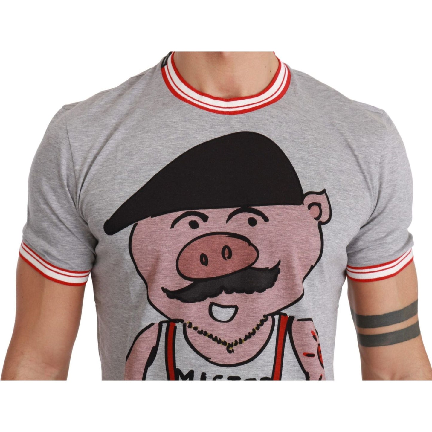 Dolce & Gabbana Gray Cotton Top 2019 Year of the Pig T-shirt